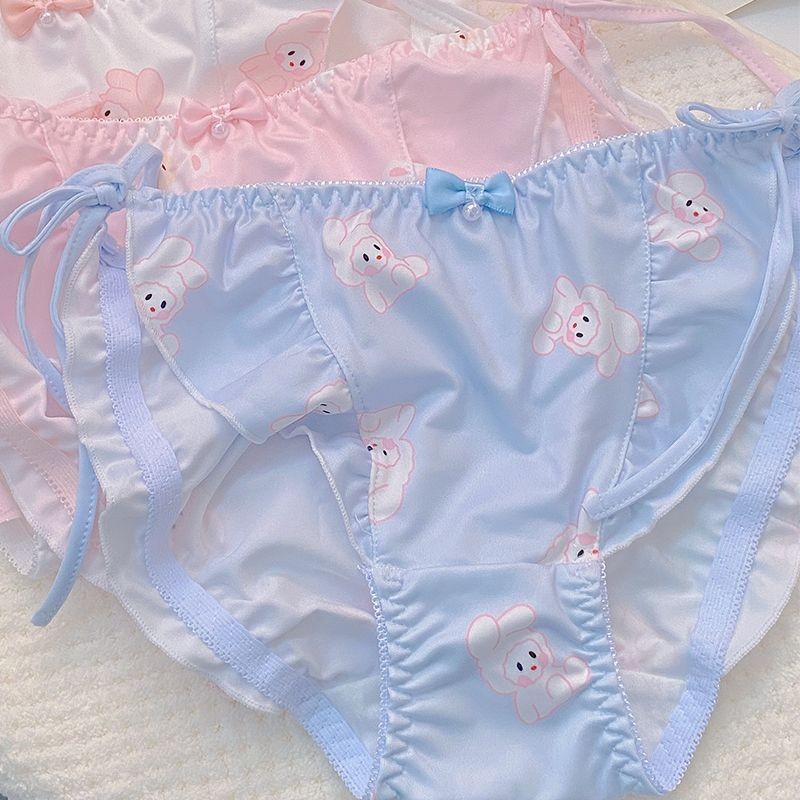 

Girly style Sexy Lacing Sweet Cartoon Antibacterial Milk Silk Cute Briefs for Girls
