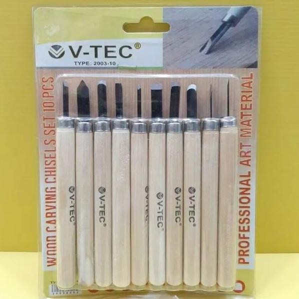 

Pisau Ukir V-Tec Wood Carving Chisels Set 10 Pcs Type 2003-10