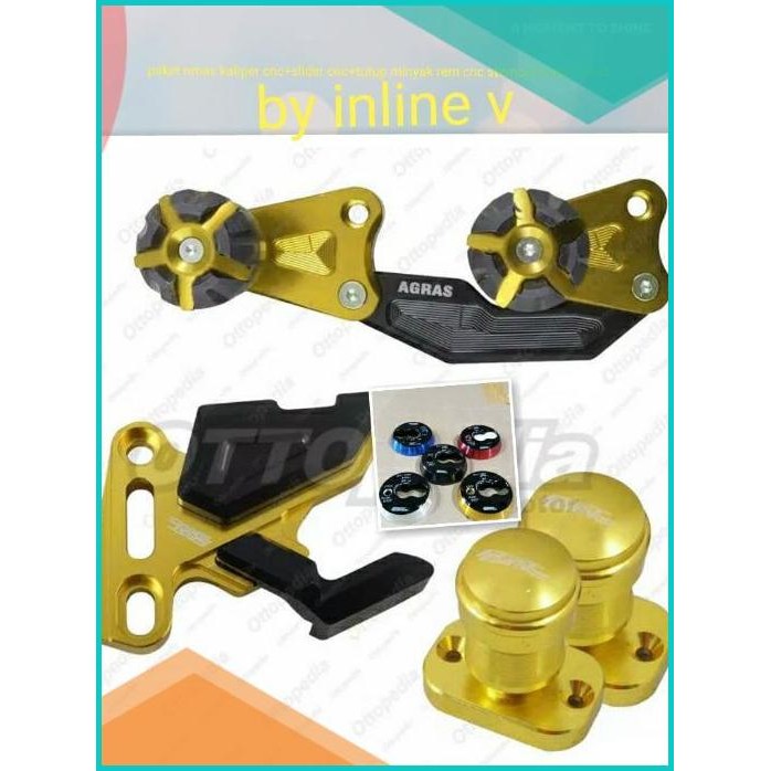 paket variasi nmax/aerox kaliper cakar+slider+cover kunci+minyak rem