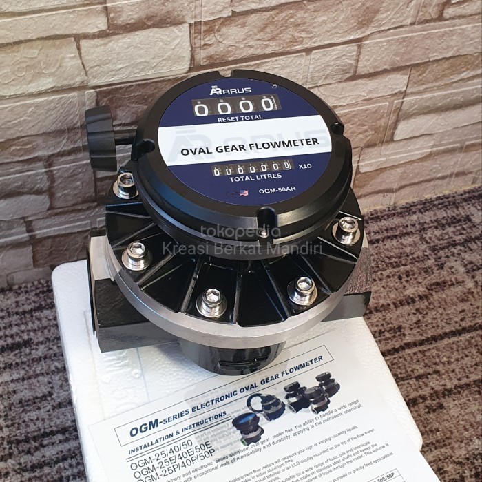 

newgan!! FLOW METER SOLAR 2" INCH OGM ANALOG DN50 MM OVAL GEAR FLOWMETER 2" IN
