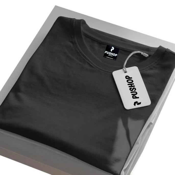 BAJU KAOS POLOS STANDAR BASIC PRIA DAN WANITA PUSHOP UNISEX HITAM