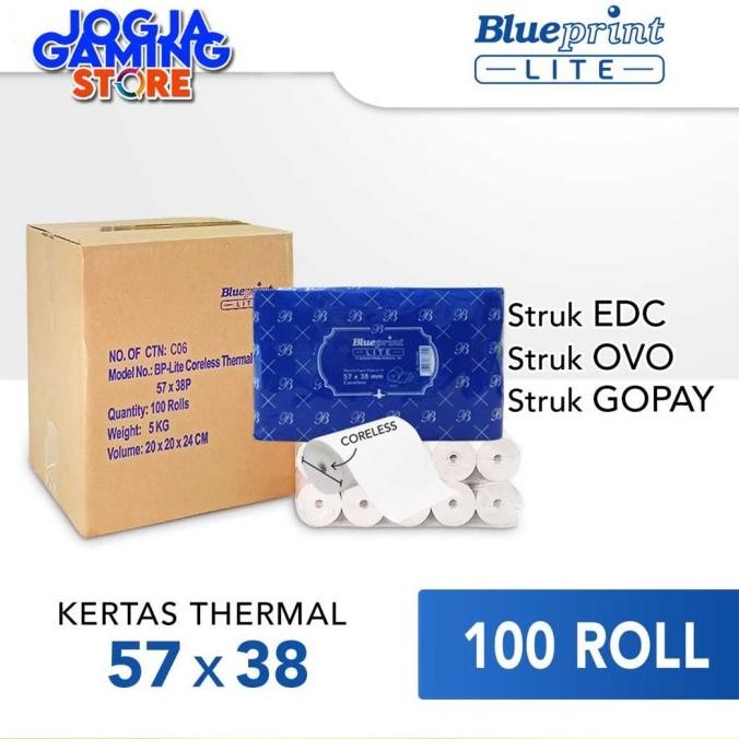 

Kertas Thermal Kasir Blueprint Lite Coreless 57X38 57X40 58X38 - 1 Dus Original Dan Terpercaya