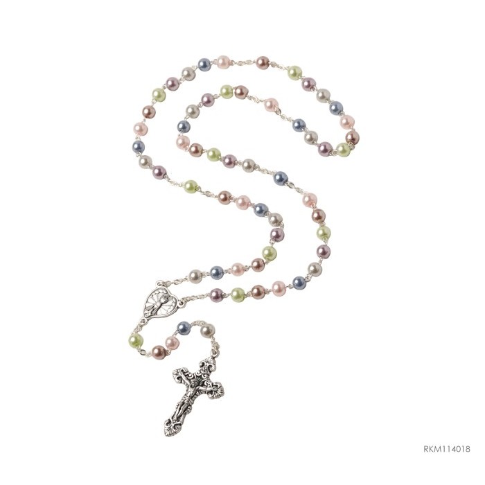 Produk Terbaik] Rosario Mutiara Artificial Multi Color Rohani Katolik