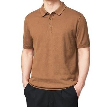 KAOS POLO SHIRT KERAH PRIA UKURAN M POLOS WARNA COKLAT CREAM KATUN