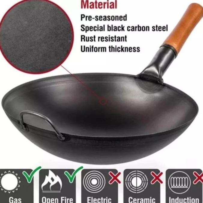 wajan wok baja premium seasoning anti lengket