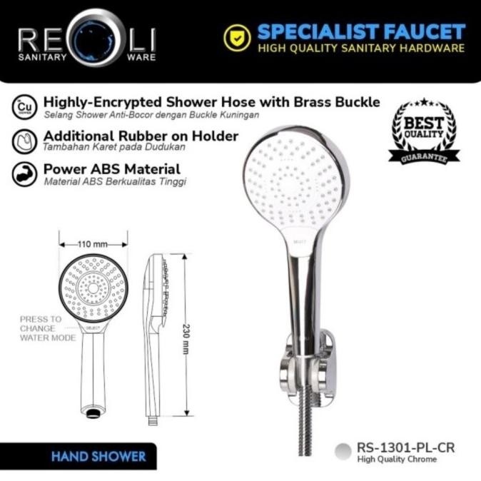 Reoli Shower Mandi / Hand Shower Set Warna Chrome  Ready