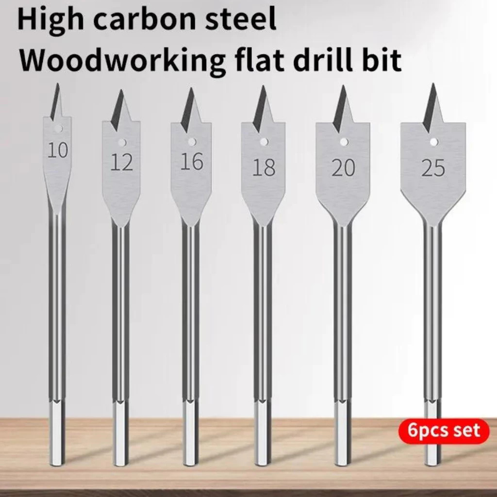 Mata Bor Pelubang Kayu Mata Bor Kayu 6 Pcs Flat Wood Drill Bit Mata Bor Lubang Kayu Model Kipas