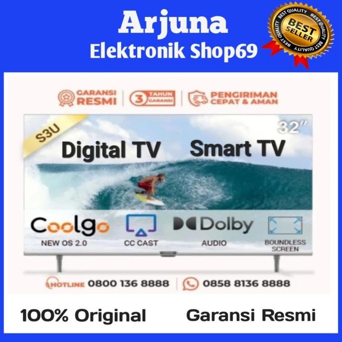 TERMURAH - COOCAA 32S3U LED TV 32 Inch Smart TV Digital TV DVB-T2 USB Movie 32S3