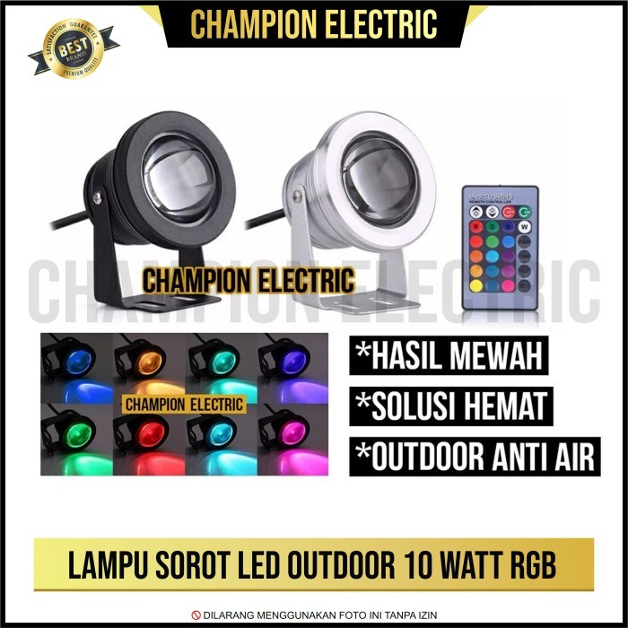 Promo Lampu Sorot Outdoor 10 Watt Led Rgb Putih Warm Taman Waterproof 10W