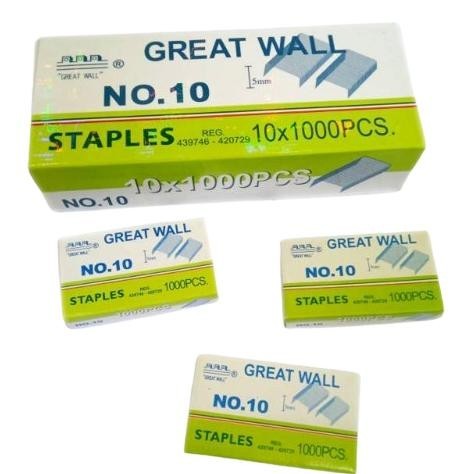 

Terlaris Isi Staples Great Wall No.10 Original (1 Pak Isi 10 Box) Terlaris