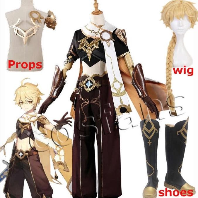 Aether Wig Shoes Costume Genshin Impact Cosplay