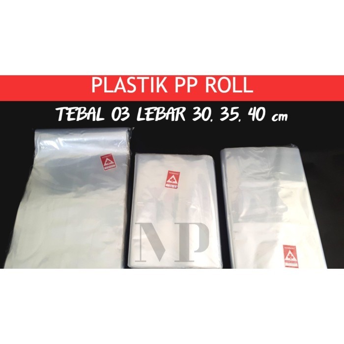 

(0_0) Plastik PP ROLL Lebar 30 35 40 cm Tebal 03 Bening Panjang ("_")