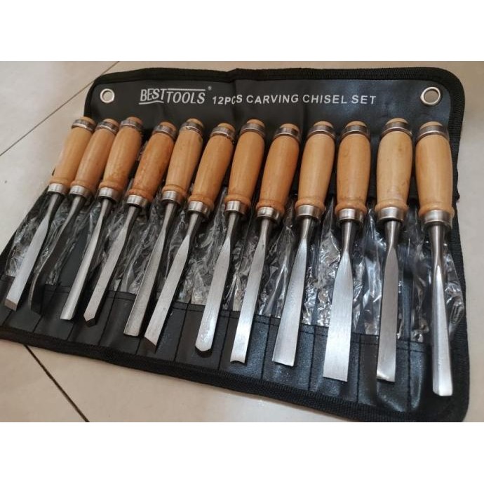 

Premium Set Pisau Ukir Pahat Kayu 12 In 1 / Wood Carving Art Chisel Proses Cepat