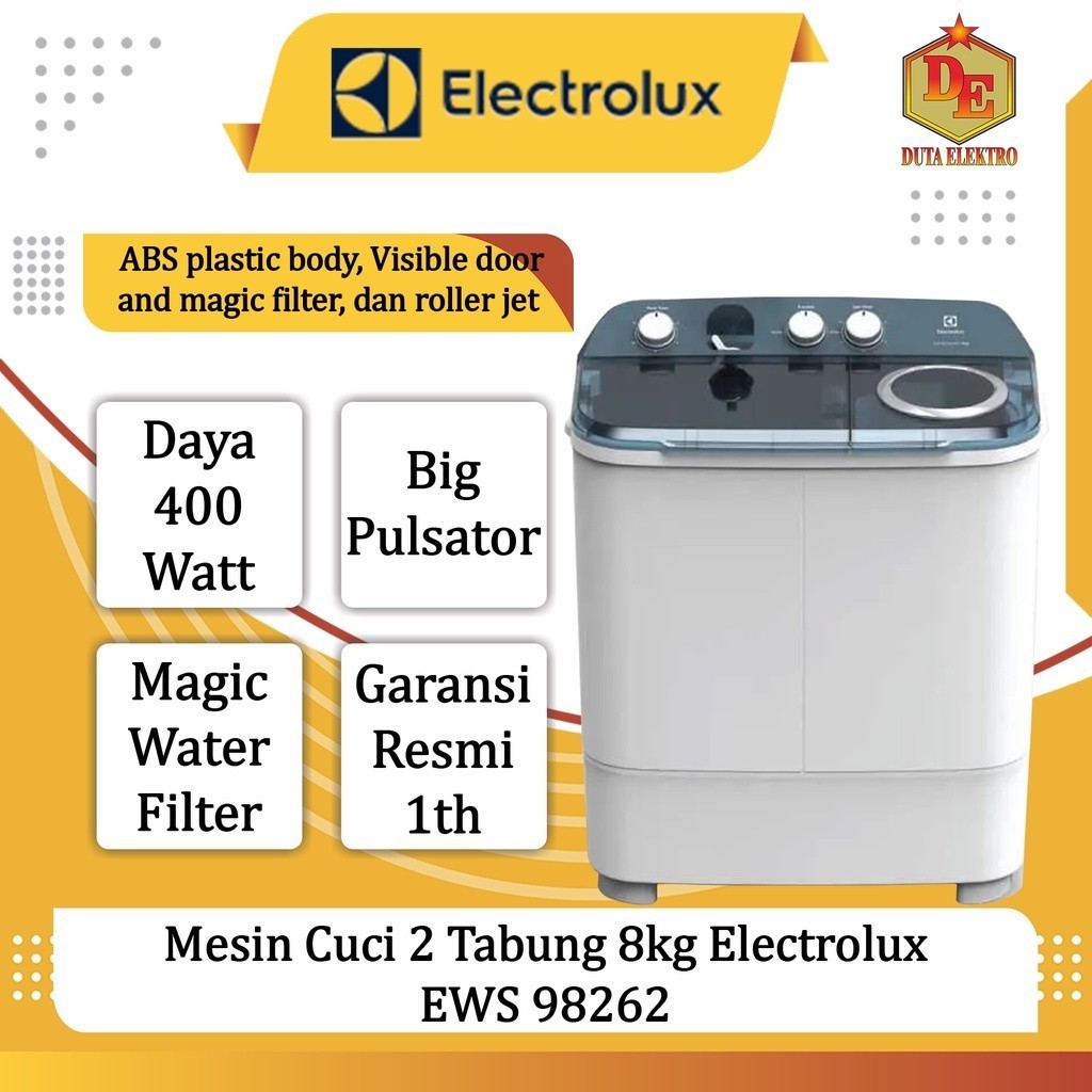 Mesin Cuci 2 Tabung 8kg Electrolux EWS 98262