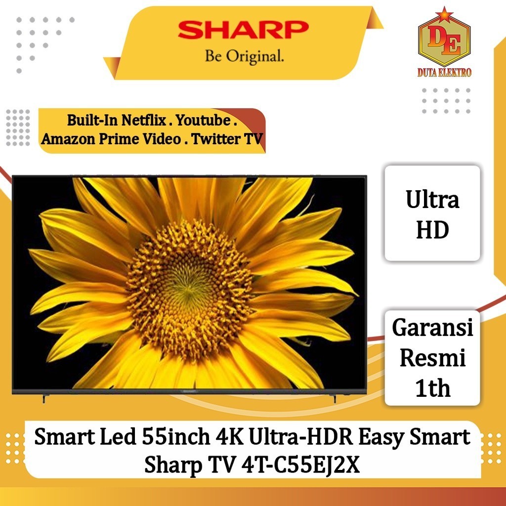 Smart Led 55inch Sharp TV 4TC 55 EJ2X 4K Ultra HDR Easy Smart TV