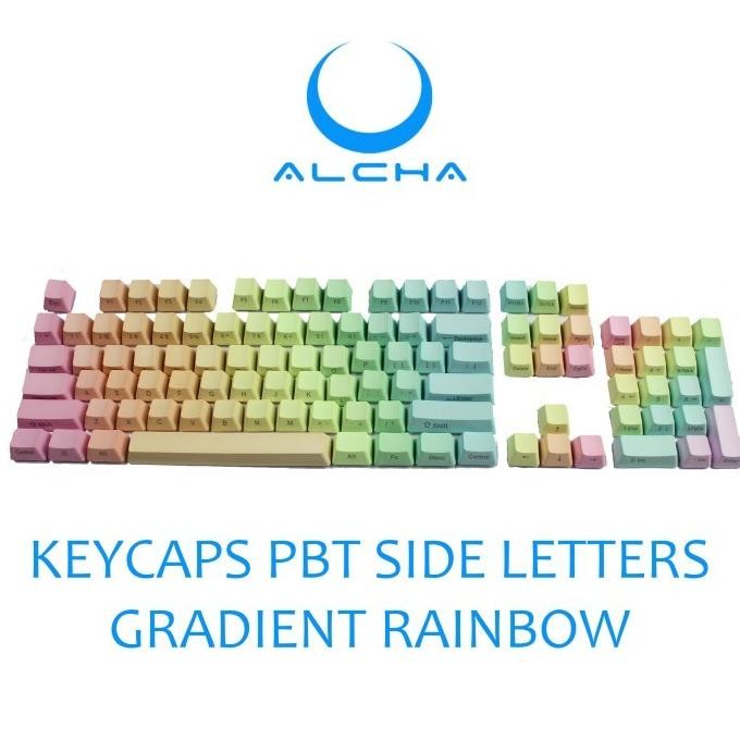 Special Price Alcha Keycaps Pbt Single Shot Rainbow Side Letters / Print Oem Profile