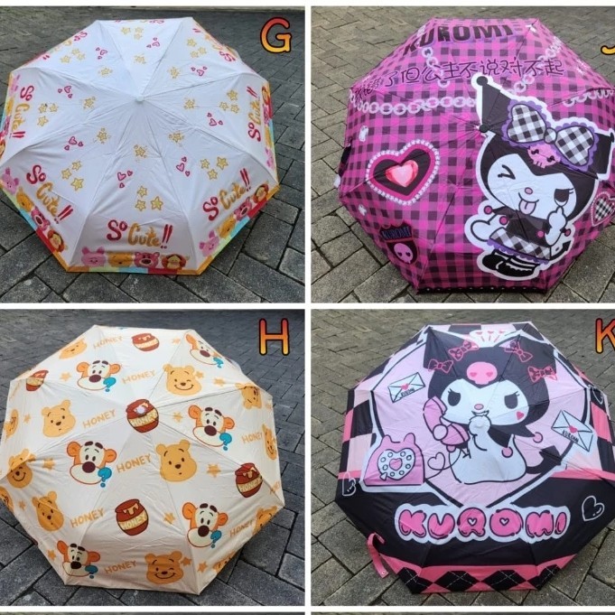 Payung lipat otomatis winnie the pooh, kuromi (fn)