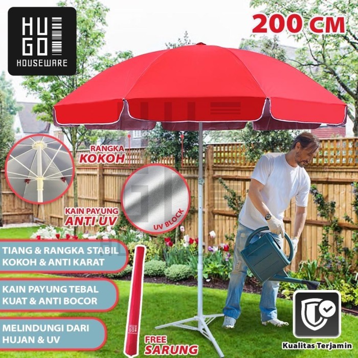 HUGO Payung Jualan 200 CM Payung Tenda Taman Pantai Cafe Bazar Lapak