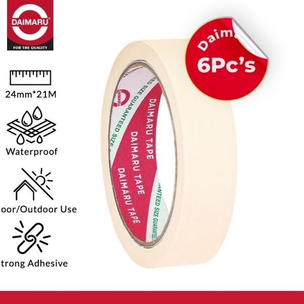 

[Paket 6Pcs] Daimaru Masking Tape Lakban Kertas Cream 24Mm X 21Meter