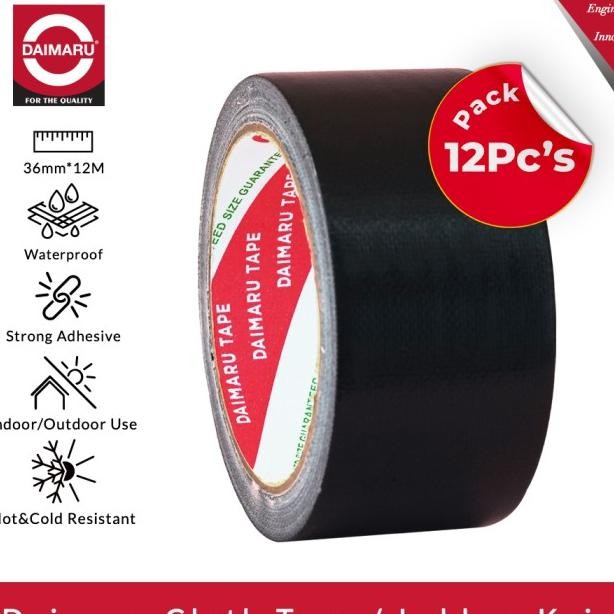 

[Paket 12Pcs] Daimaru Cloth Tape Lakban Kain Hitam 36 Mm X 12 Meter