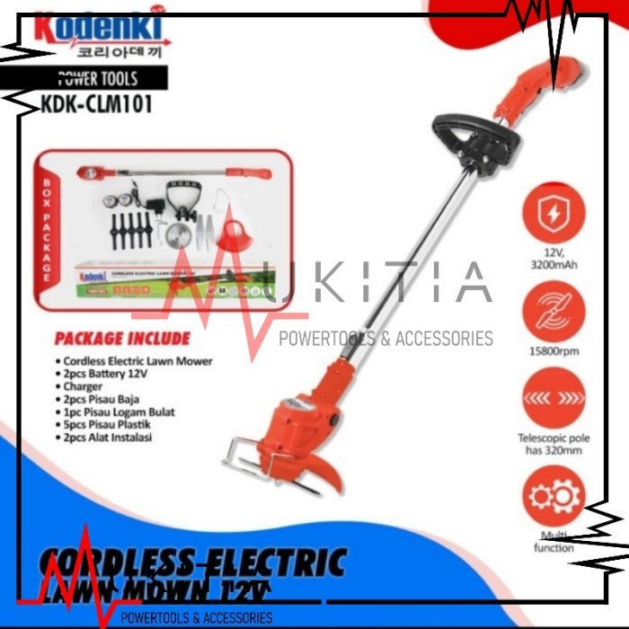 FREE ONGKIR 2 BATERAI MESIN POTONG RUMPUT DENGAN BATERAI KODENKI 12 VOLT CORDLESS FREE ONGKIR