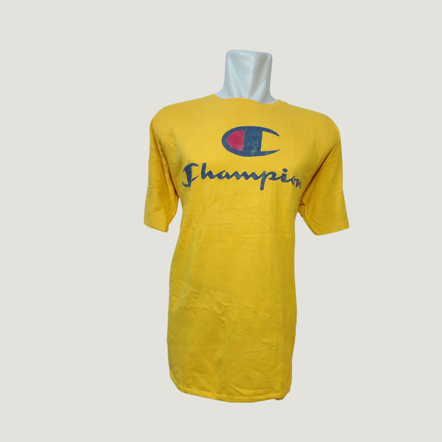 T-Shirt Champion Kuning | KAOS KATUN THRIFT BRANDED ROUNDNECK