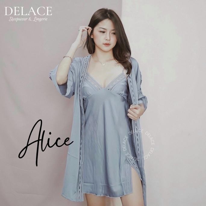 Alice Delace Lingerie Set Kimono Dress Satin Silk Premium