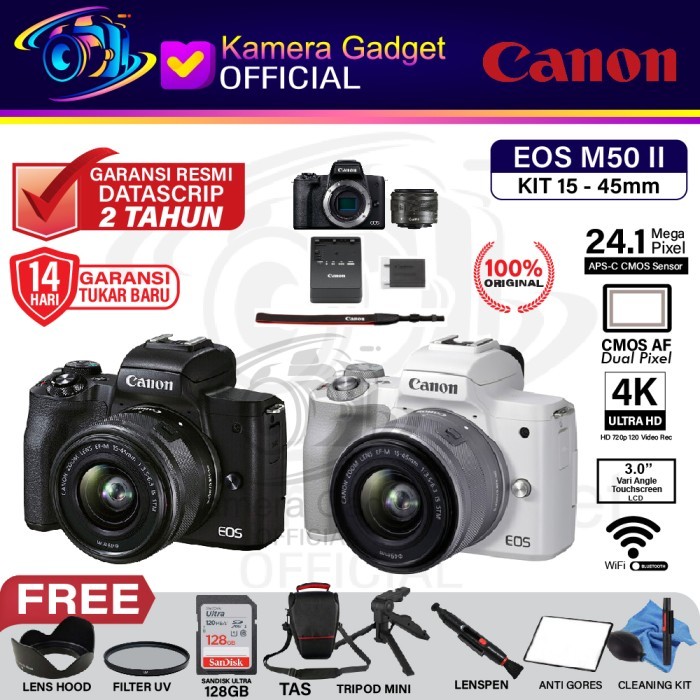Canon EOS M50 II Kit 15-45MM DISTRI M 50 MARK 2 MIRRORLESS PAKET