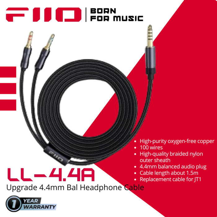 FiiO LL-4.4A / LL 4.4A / LL4.4A High-Purity 4.4mm Balanced to Dual 3.5mm Headphone Cable