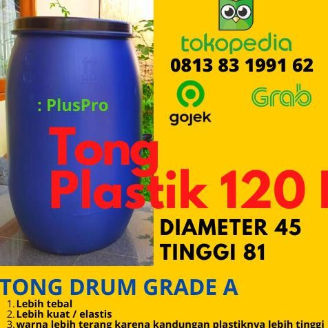 Tong / Drum Air / Drum Sampah / gentong Plastik 120 Liter L - Biru