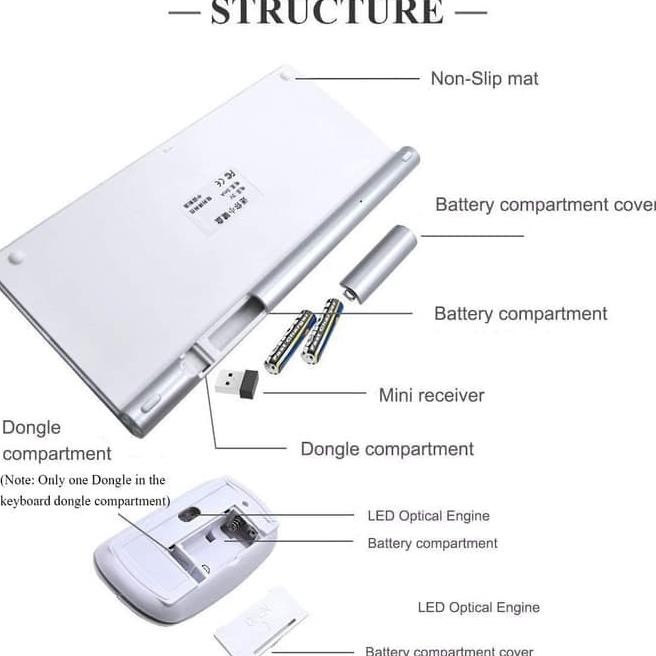 Ultra Slim Wireless Keyboard Multimedia Combo Set With Mouse - Sier