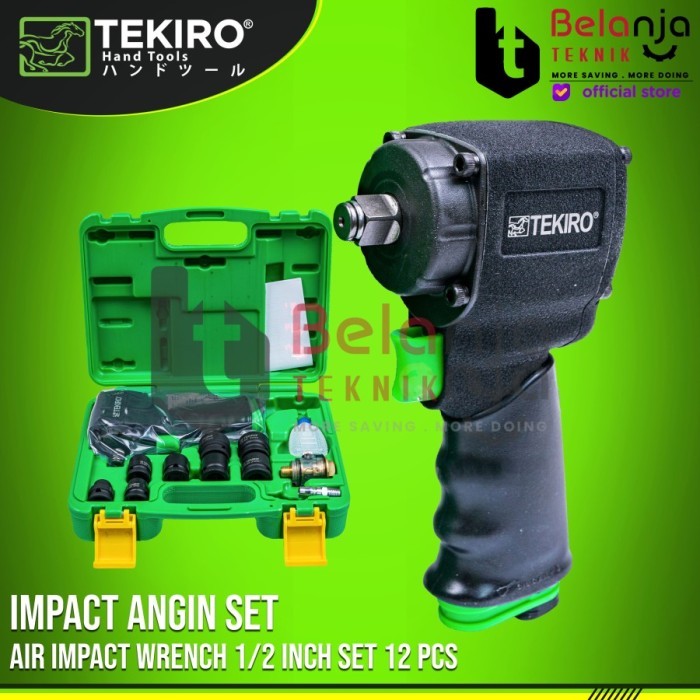 Promo Tekiro Air Impact Wrench 1/2 Inch Set 12 Pcs Impact Angin Set Tekiro