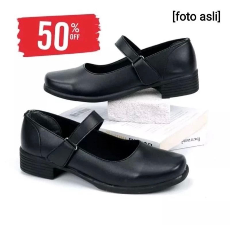 Pantofel Wanita SEPATU PANTOFEL HITAM HAK 3CM PASKIBRA TERLARIS