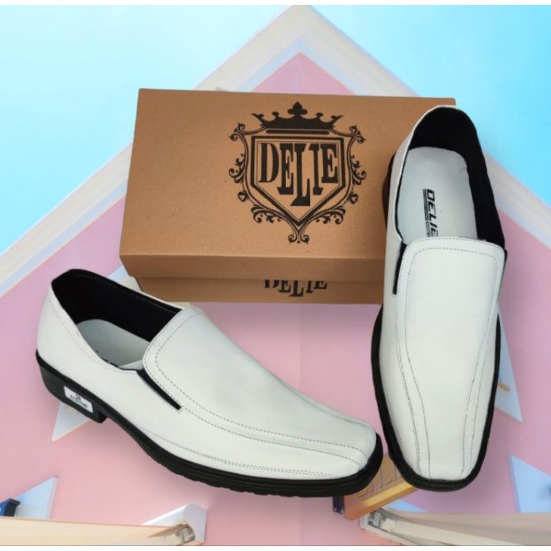 Pantofel Premium Sepatu pantofel pria putih kulit/sepatu kerja pria putih