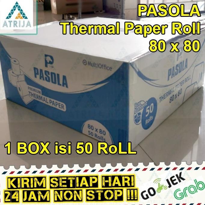 

BEBAS ONGKIR - (1 BOX= 50 Roll) Kertas Thermal Struk Kasir 80 x 80 Pasola