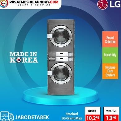 LG GIANT MAX SET STACK MESIN CUCI 13KG & MESIN PENGERING GAS 10,2KG LGMX13