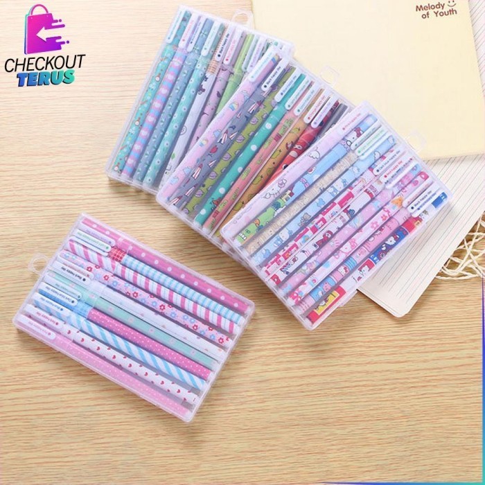 

Terbaru CT A54 Pena Korea Pulpen Gel Set Warna Warni 10IN1 Pena Cair Motif Karakter Alat Tulis