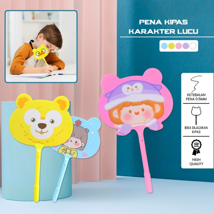 

Terbaru Pulpen Kipas Karakter Animal Lucu Ballpoint / Pena Alat Tulis Kantor 100% ori