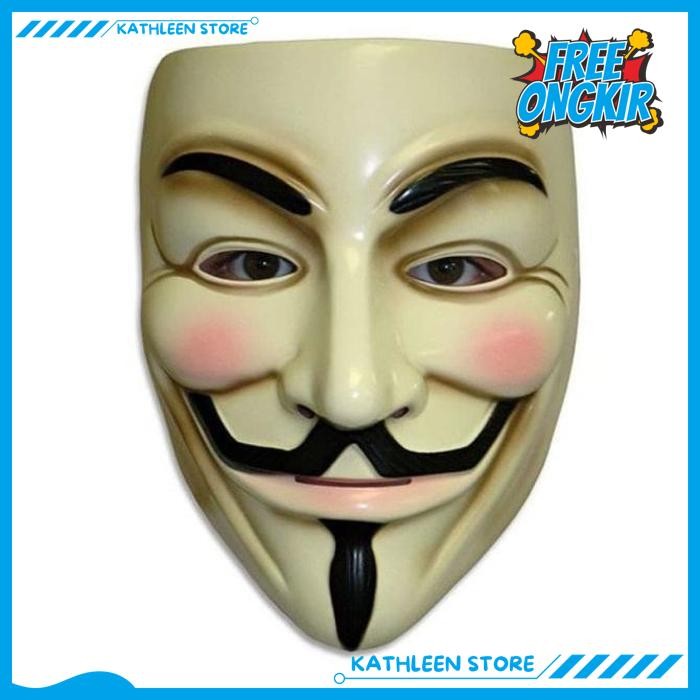 VENDETTA MASK TOPENG VENDETA TOPENG HALLOWEEN ANONYMOUS TOPENG SERAM KATHLEEN STORE PROMO 
