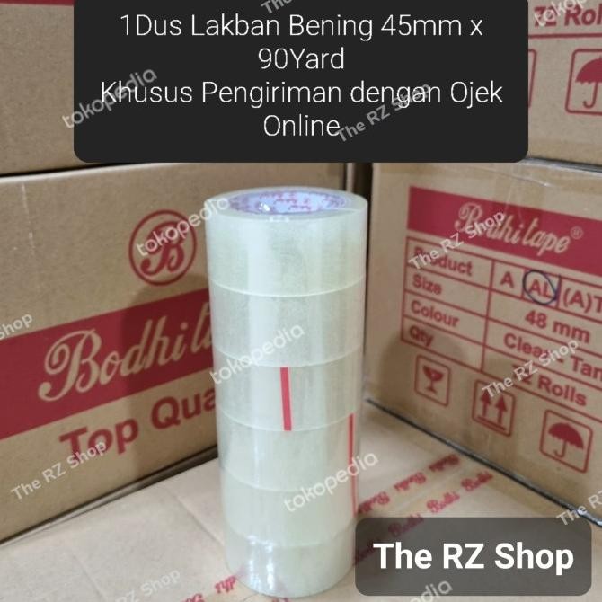 

TERMURAH - 1Dus Lakban Bening 45mm x 90Yard Khusus Ojol, Lakban Bening 90Yard