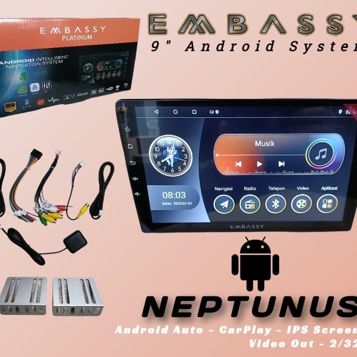 Terlaris Head Unit Android Embassy 9 Inch Memory 2/32Gb