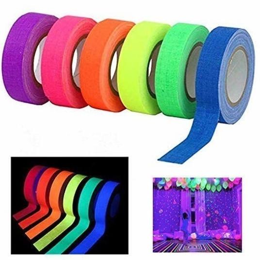 

UV Fluorescent GAFFA CLOTH SPIKE TAPE Set of 6Color - 6Lakban 12mmx15m