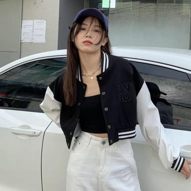 JAKET CROP BASEBALL VARSITY