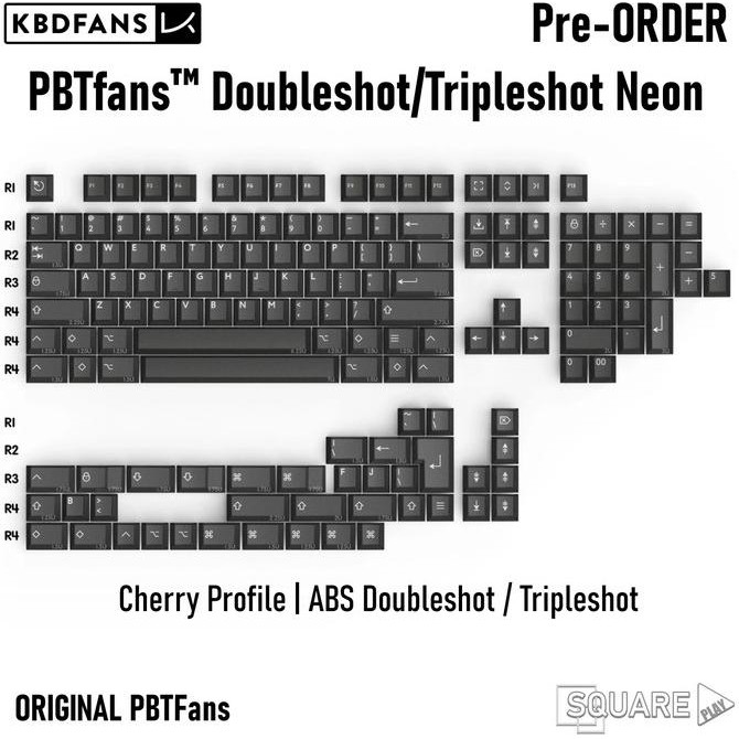 TERBARU - PBTfans Doubleshot/Tripleshot Neon - Cherry Profile Keycaps KBDFans