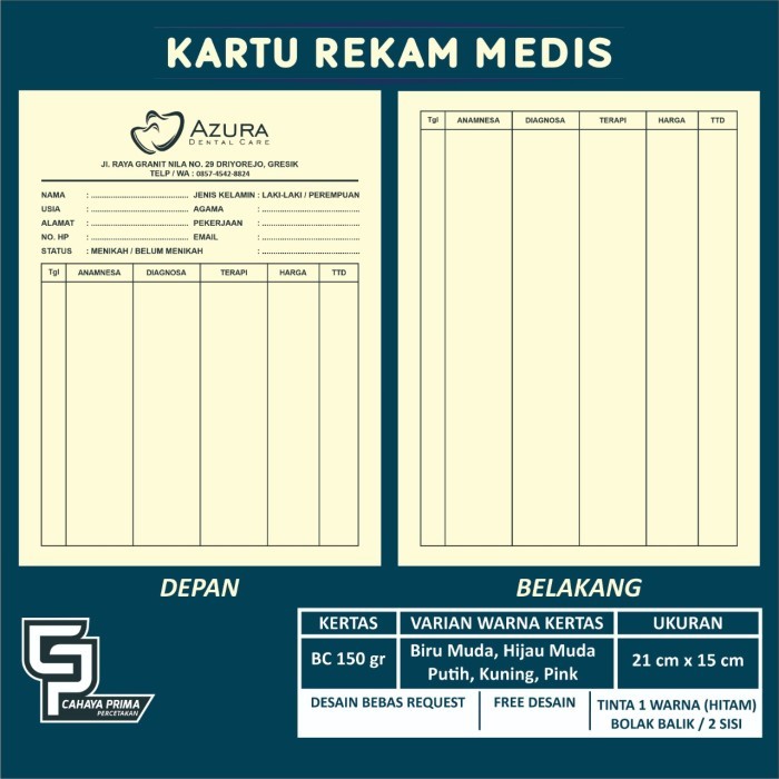 PROMO Cetak Kartu Rekam Medis Custome Dokter / Puskesmas / Rumah Sakit