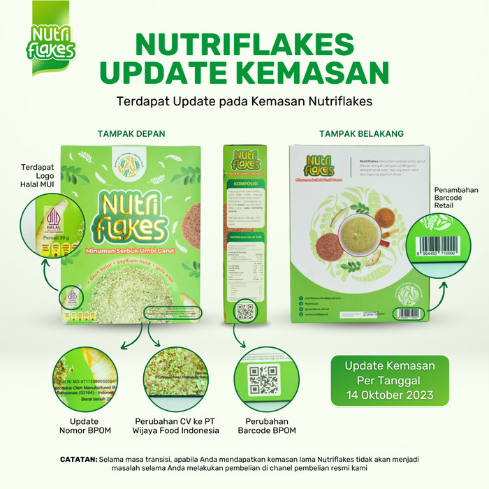 

Nutriflakes Sereal Umbi Garut With Psyilium Husk & Kelor 3 Box 280Gr New