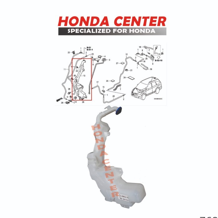 TABUNG AIR WIPER CRV GEN3 2007 2008 2009 2010 2011 2012