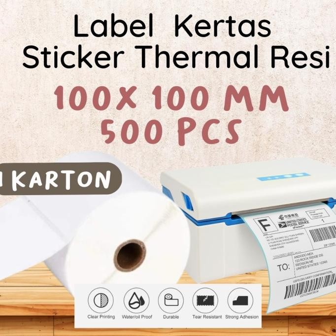 

PRODUK BARU!! KERTAS LABEL STIKER 100 X 100 ISI 500 STICKER/THERMAL BARCODE 1 KARTON