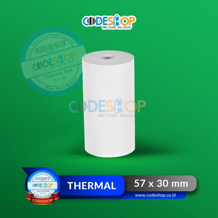 

1 Dus Kertas Thermal Codeshop 57 X 30 Mm Roll Printer Struk Kasir 58Mm Diskon