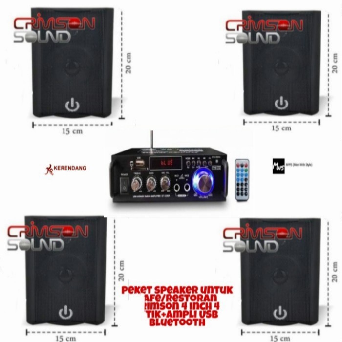 Terbaru Paket Cafe Speaker Crimson 4 Titik Ampli Crimson Usb Bluetooth Radio